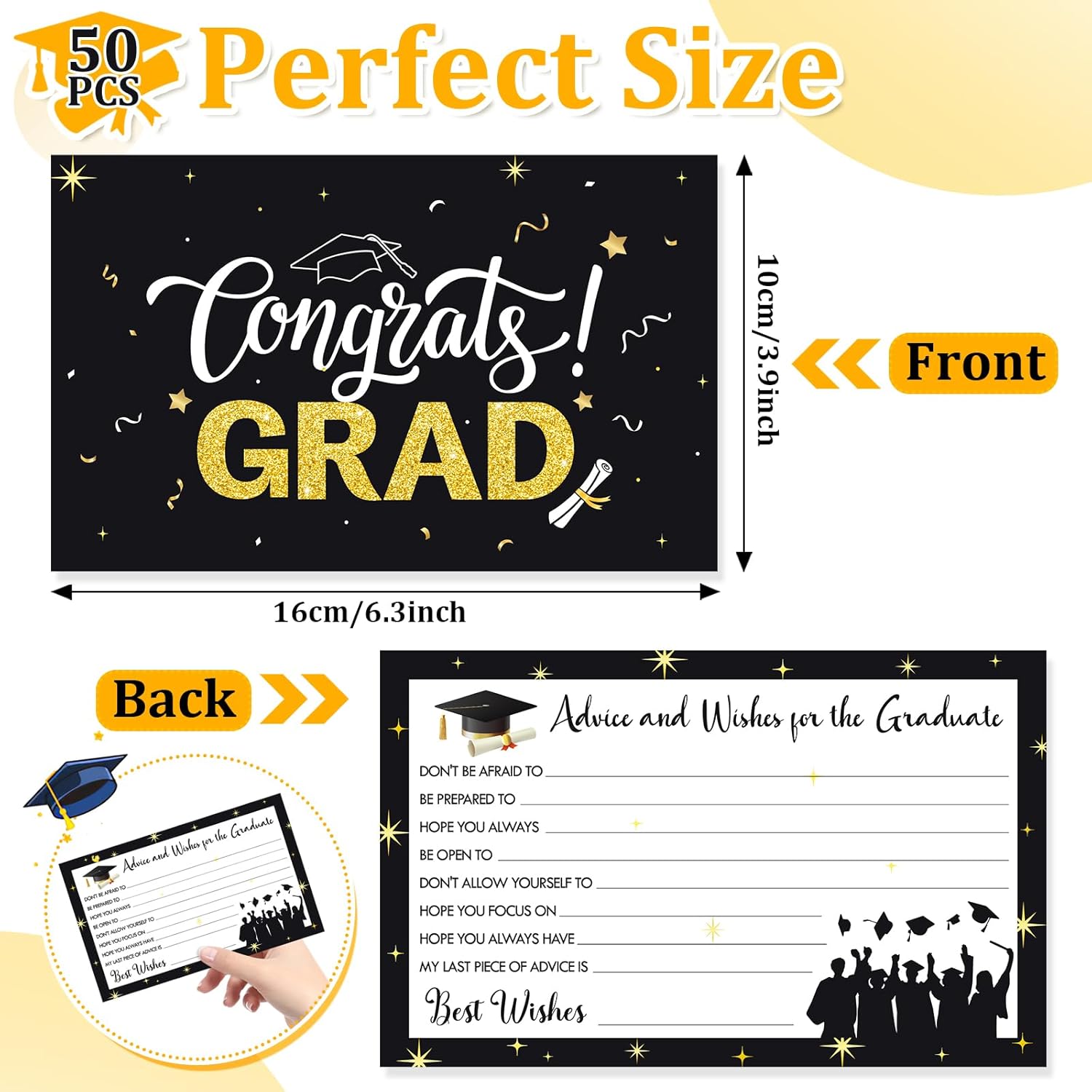 50Pack Graduation Advice Cards, Advice For The Graduate, Graduation Party Games Ideas Activities Supplies Graduate Decorations Favor Grad Celebration Party Supplies For High School/College/Senior School