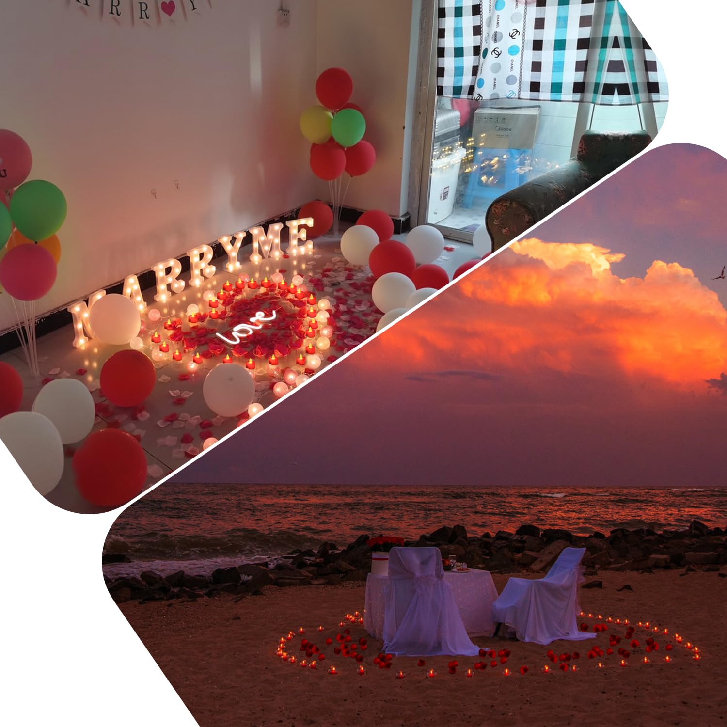 2000Pcs Red Artificial Rose Petals With 24Pcs Red Led Tea Lights Kit, For Decor