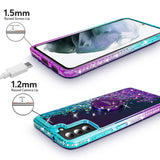 For Samsung Galaxy S22 Case, Moving Liquid Holographic Sparkle Glitter Case With Kickstand, Girls Women Bling Diamond Ring Slim Protective Case For Galaxy S22 5G Purple