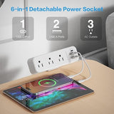 Desk Clamp Power Strip 3 Outlets USB C 6.5FT Flat Plug Desk Mount White