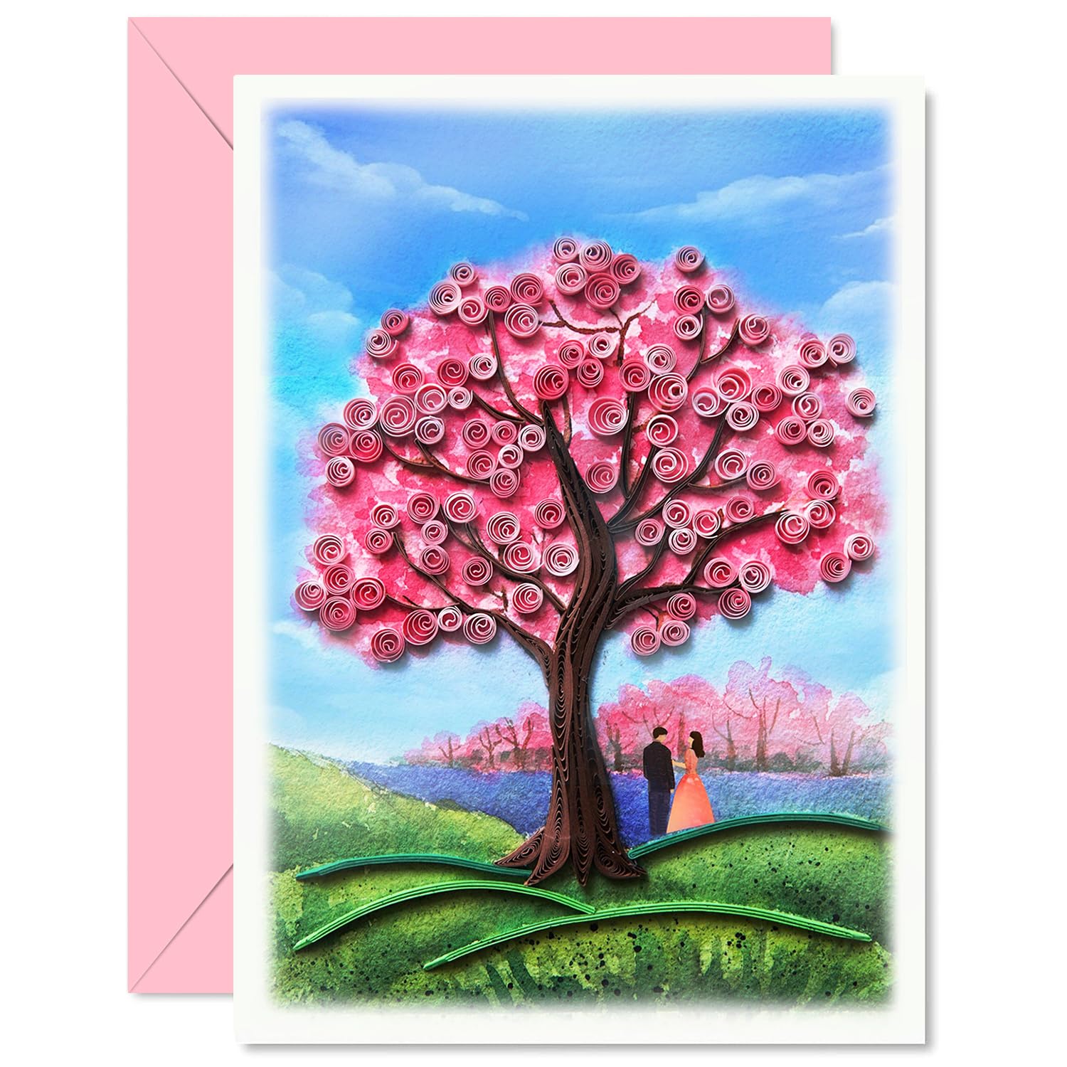 Anniversary Card For Wife, Cherry Blossom Quilling Card, Love Card, Valentines Day Card, Birthday Card For Wife Her, Thinking Of You Card, 30Th 40Th 50Th 60Th Happy Anniversary Card