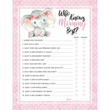 30 Pink Elephant Who Knows Mommy Best Baby Shower Game And Activity Easy To Play- Gender Reveal New Parent Women Men Or Kids