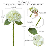 White Flowers Hydrangea Artificial Flowers, 4Pcs 20" Real Touch Lifelike Faux Silk Flowers, Full Fake Artificial Hydrangeas With Stems For Bouquet Table Centerpieces Spring Home Decoration