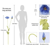 43.3" Poppy Flowers Artificial Flowers 6Pcs Fake Silk Poppies Long Stem Artificial Flowers For Tall Vase For Wedding Party Home Decor(Royal Blue)