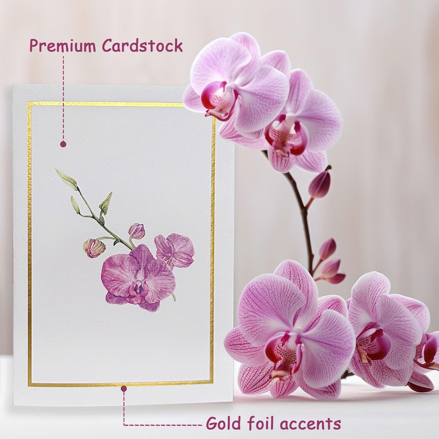 Birthday Cards, Mothers Day Pop Up Card, Beautiful 3D Orchid Pop Up Flowers, Light Up Mothers Day Flowers Card For Mom, Wife, Niece, Daughter, Sister, Includes Envelope And Message Note