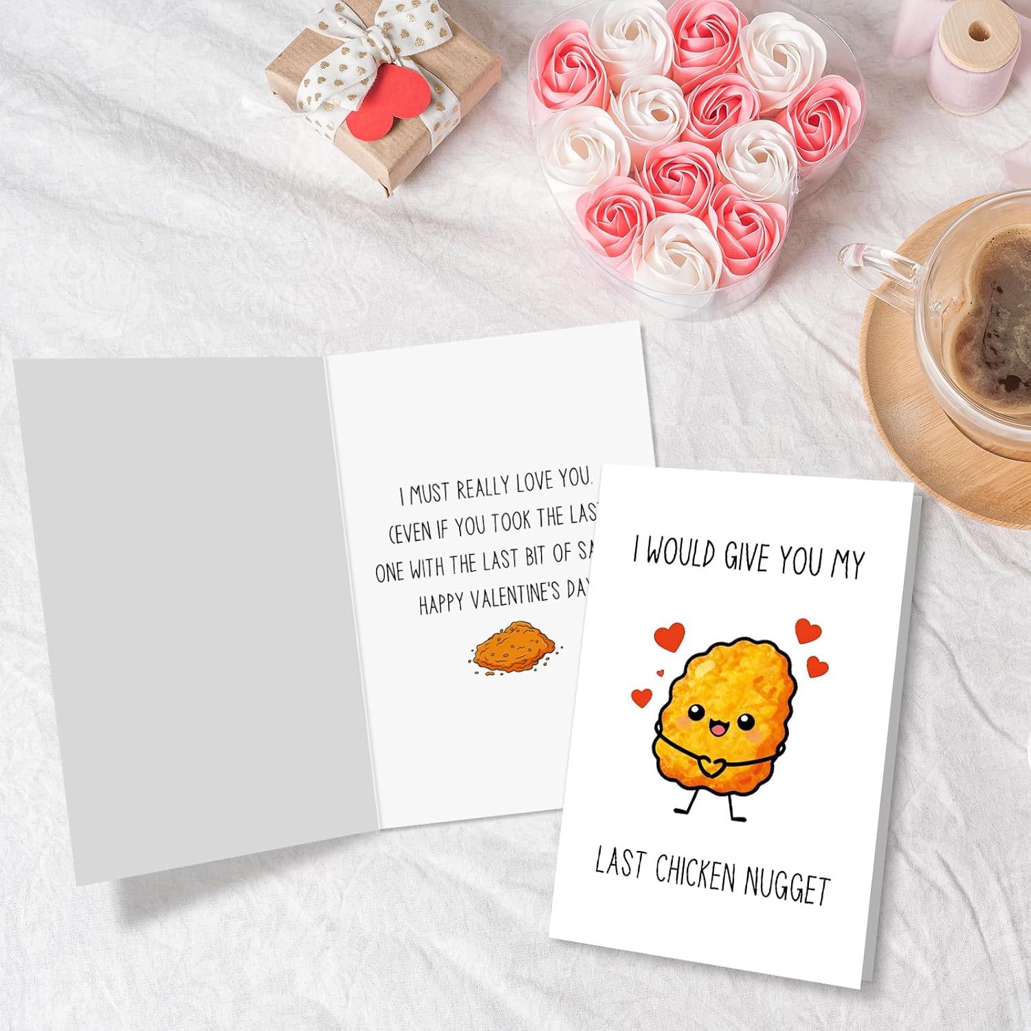 Funny Chicken Nugget Valentine'S Day Card, Romantic Food Valentines Day Card For Husband Wife Boyfriend Girlfriend, I Would Give You My Last Chicken Nugget