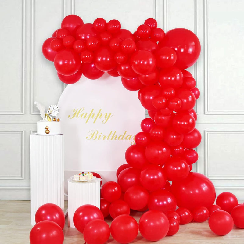 Red Balloons 102Pcs Red Balloon Garland Arch Kit 5/10/12/18 Inch Matte