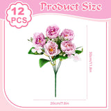 12 Bundles Peonies Artificial Flowers Fake Peony Bouquet Faux Peonies Flowers Bulk With Stems Flower Balls For Centerpiece Table Decorations Wedding Bridal Floral Arrangement (Purple Pink)