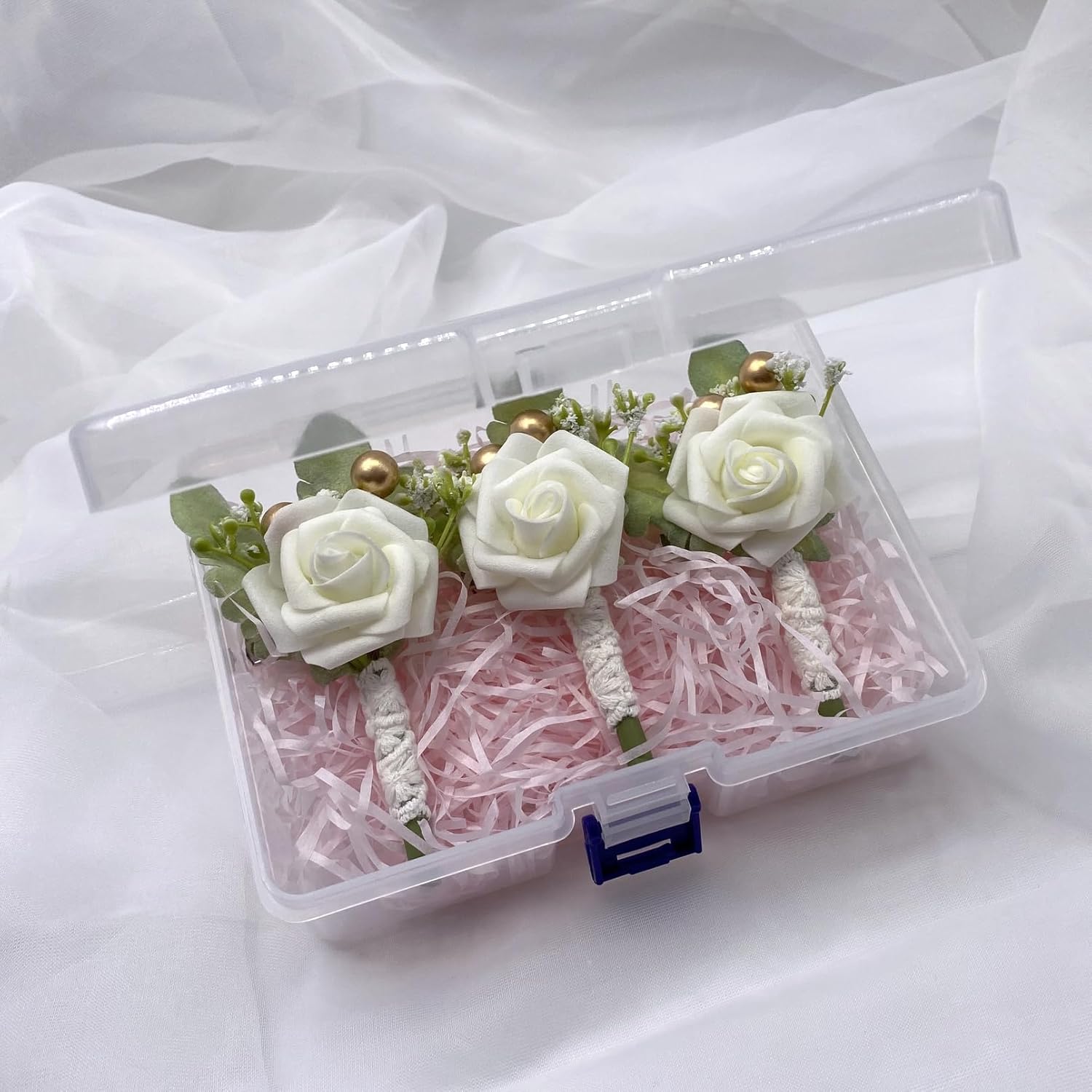 3 Pcs Set Rose Green Leaves Boutonniere For Men With Pins Wedding Party Prom Suit Decorations