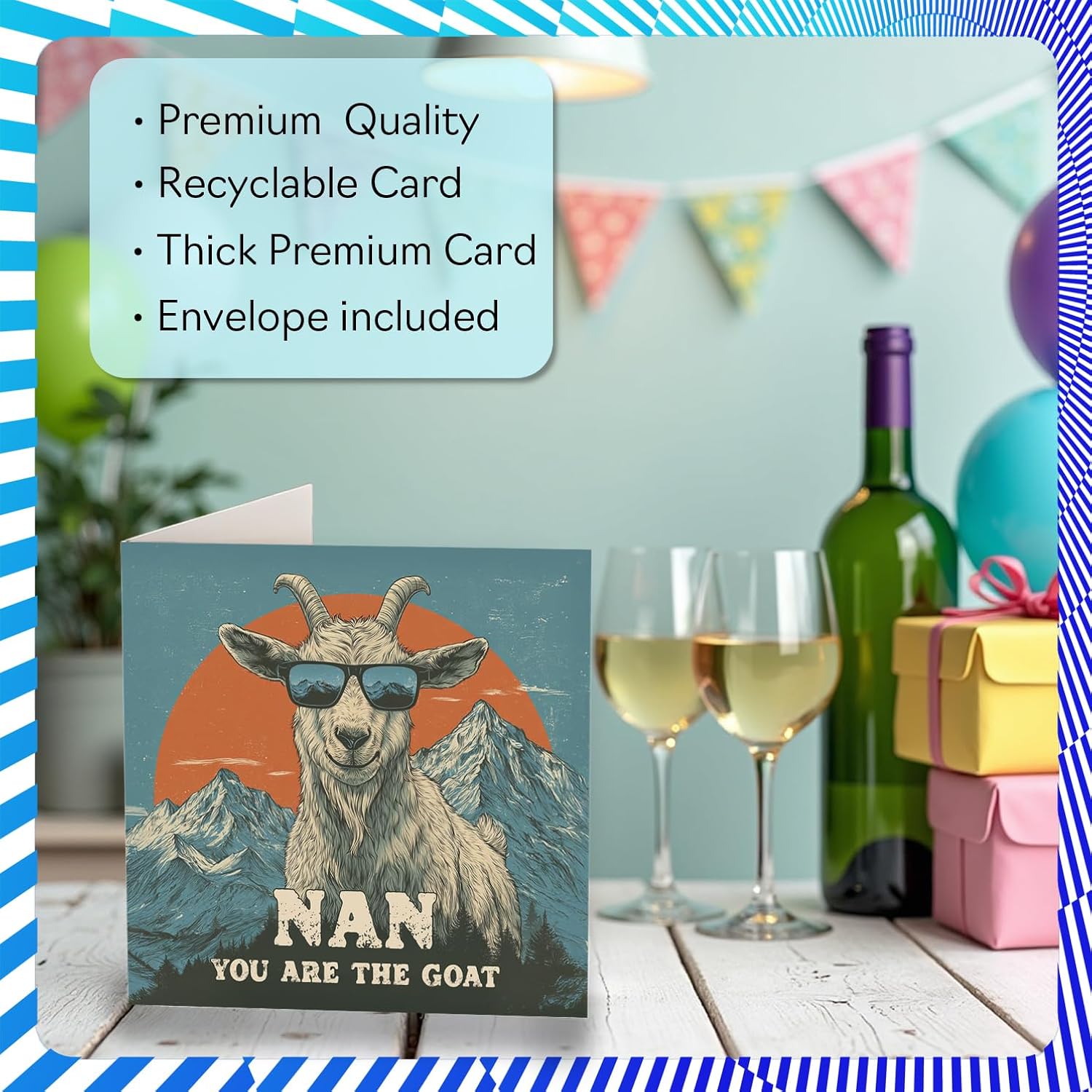Nan Birthday Card - You Are The Goat - Happy Birthday Card For Nan From Grandson Granddaughter, 5.7 Inch Funny Animal Bday Greeting Cards