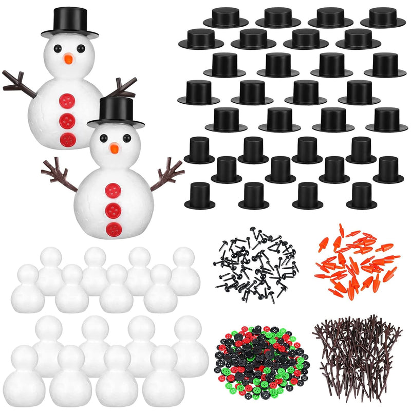 428 Pcs Christmas Snowman Diy Craft Kit 16 Pcs 2 Sizes Snowman Model Foam Ball