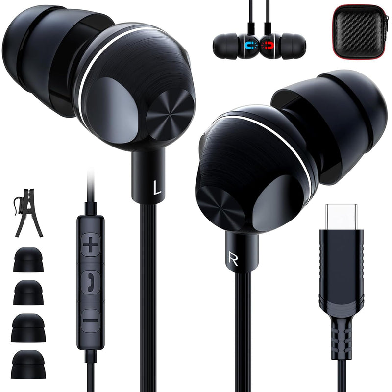 Usb C Headphones With Microphone For Iphone 15 Pro Max 15 Plus Wired Earbuds D