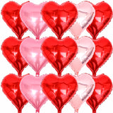 Red Pink Rose Gold Heart Shaped Balloons, 15 Pcs 18 Inch Valentines Day Foil Heart Balloons For Valentine'S Day Wedding Bridal Shower Anniversary Engagement Party Supplies Decorations