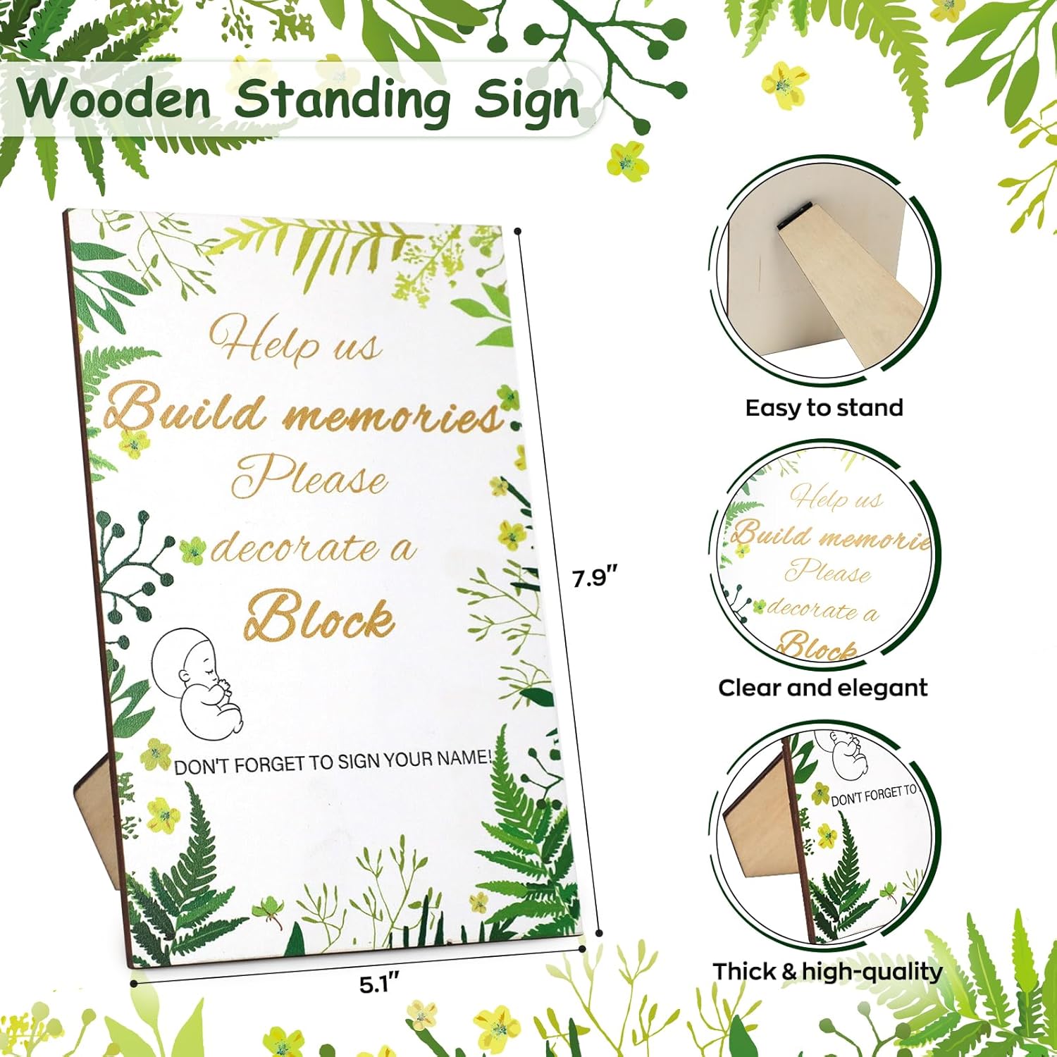 144 Pcs Baby Shower Game Sign Kit, Baby Shower Blocks Games Sets, Includes 50 Diy Blank Wooden Blocks, 41 Stencils, 36 Paint Markers, 15 Advice Cards, 1 Storage Box And 1 Wooden Sign