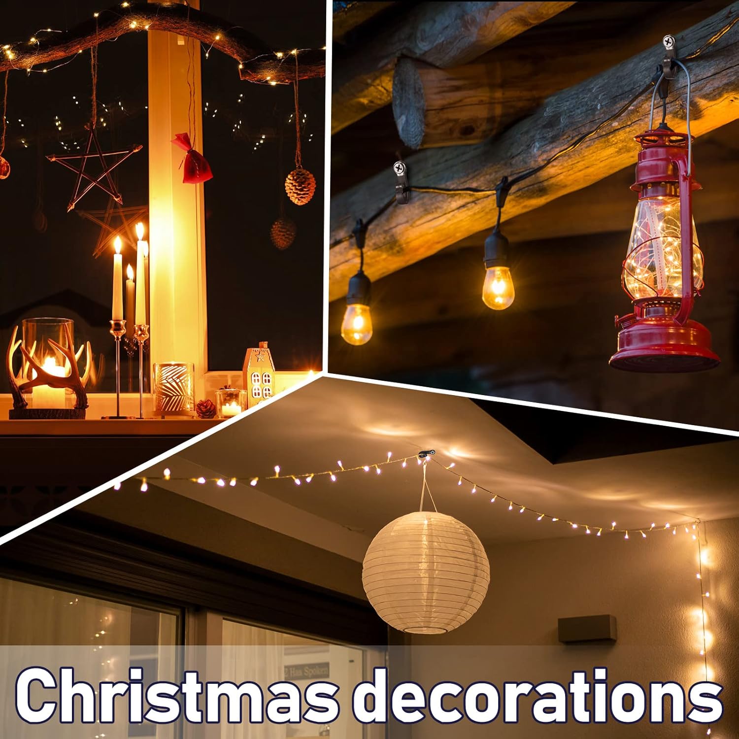 120 Sets Light Hanger Hooks For Christmas Outdoor Screw Hooks Christmas Patio Clips With Screw And Storage Box For Outside String Lights For Easy Release Wire And Fairy Led Lights(Black)