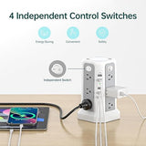 Tower Surge Protector Power Strip 12 Outlets 5 USB Ports 1 USB C 18W PD 10FT Extension Cord