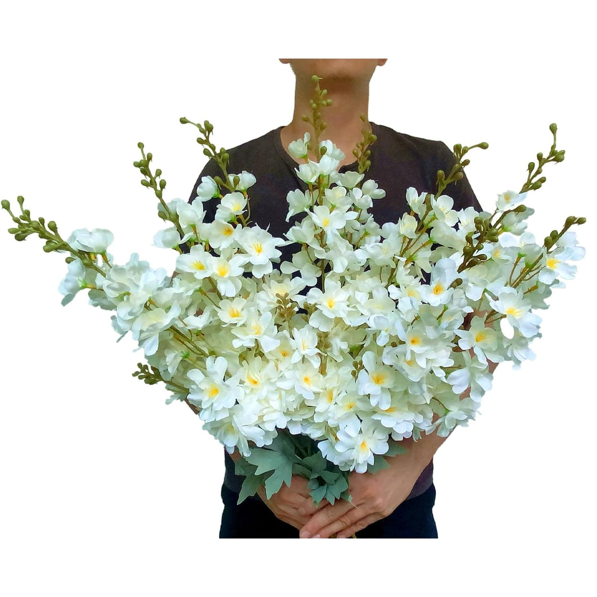 Pack Of 10 Artificial Delphinium Flowers Snapdragon For Home Decor 33.5" Long Silk Violet Flowers Stems For Home Kitchen Wedding Indoor Outdoor Decoration (White)