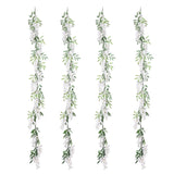 4Pcs 6.6Ft/Piece Imitation Silk Wisteria Garland Hanging Flower Vine For Home Outdoor Garden Ceremony Wedding Arch Floral Decor (Milk White)