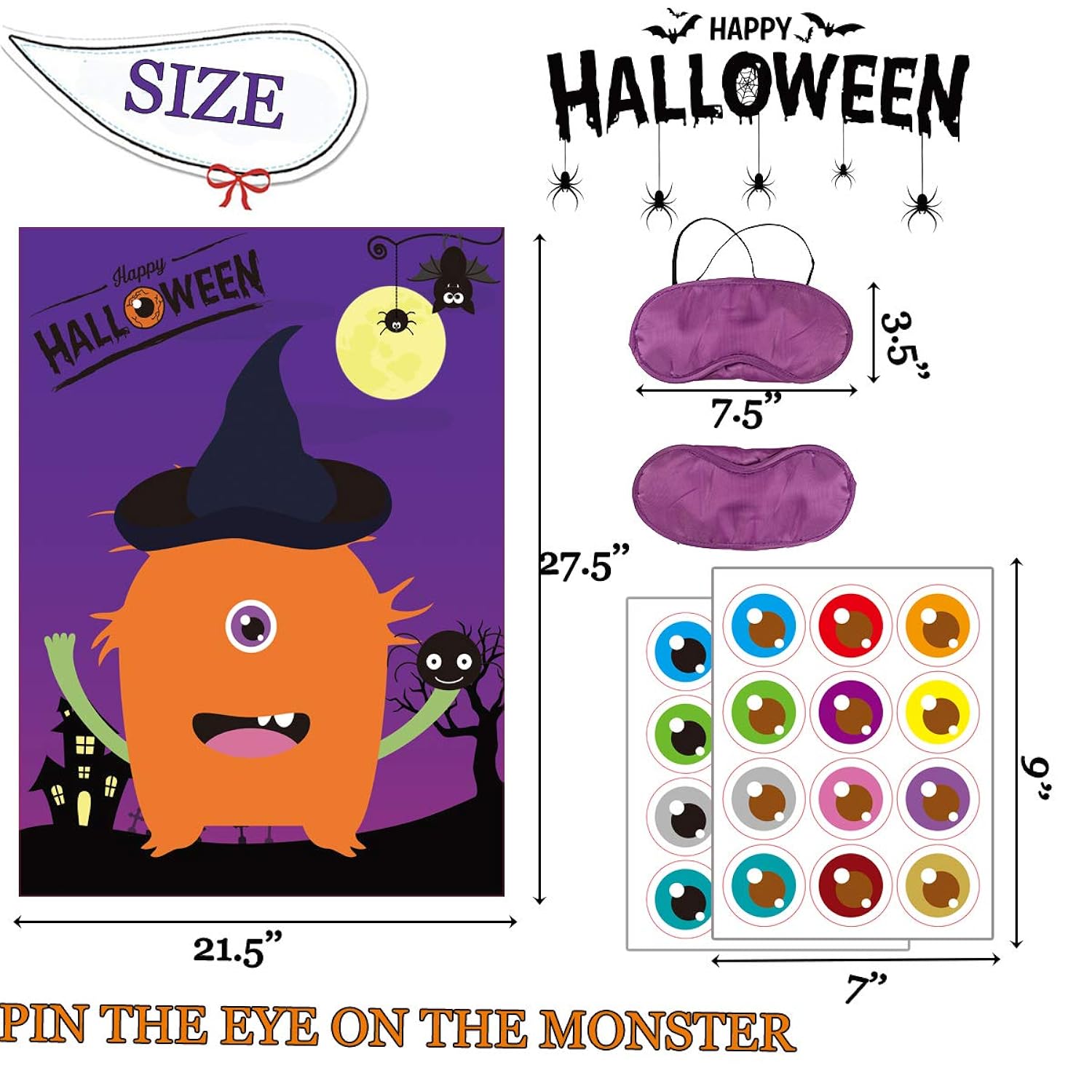 Halloween Games For Kids: Party Games Activities - Pin The Eye On The Monster & Tail