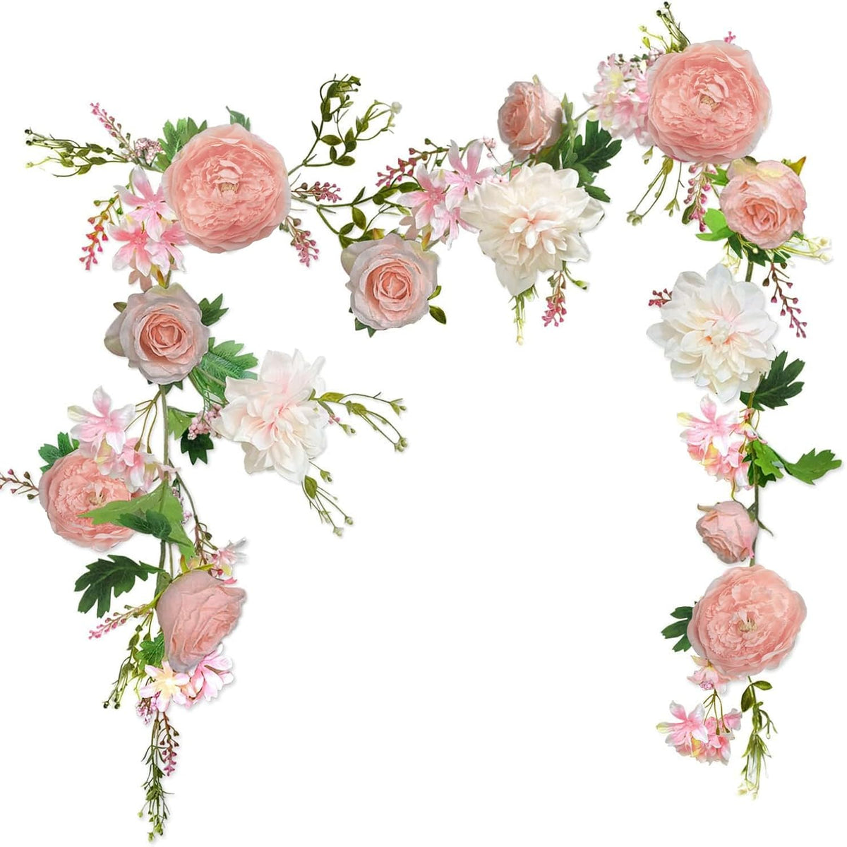 Rose Flower Vine, Peony Flowers, Center Flower Decoration, 6' Length, Floral Garland For Wedding Decor Home Table Runner Mantle Decoration