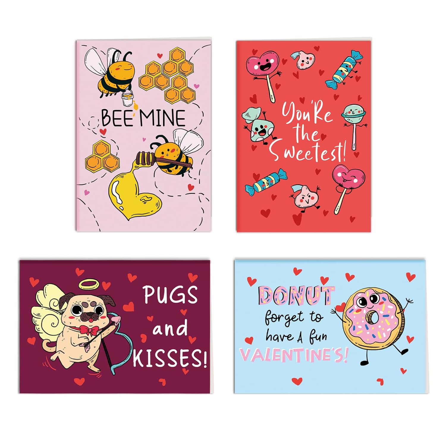 Valentines Day Cards For Kids School Class, Cute Valentine'S Day Cards, Funny Valentines Day Pun Greeting Cards Bulk, Set Of 40, 3.5 X 5 In