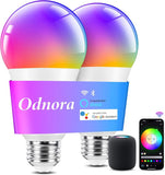 Smart Light Bulbs 2 Pack A19 E26 RGBTW Color Changing WiFi Bluetooth Alexa Google Compatible