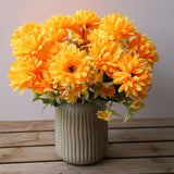 6 Pack Artificial Marigold Silk Flowers Bouquet, Orange Yellow Fake Mums Chrysanthemums, 30 Heads Faux Marigolds For Wedding Indoor Outdoor Vase Table Porch Home Halloween