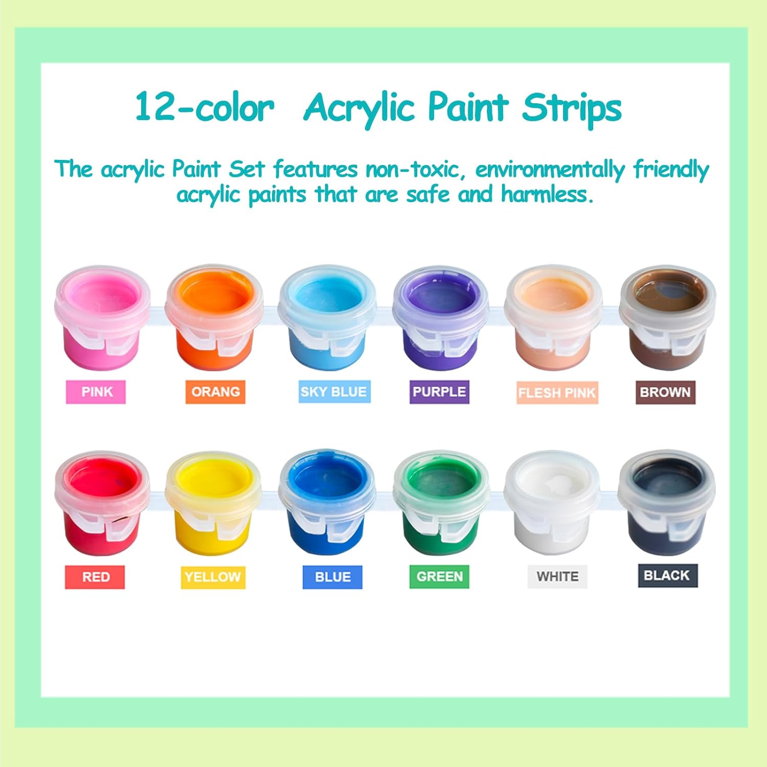 300Pcs Mini Acrylic Paint Set, 20 Pack 3Ml 12 Colors Paint Bulk With 40Pcs Brushes And 20Pcs Palettes, Acrylic Paint Strips For Kids, Perfect For Birthday Party Home Classroom Favors
