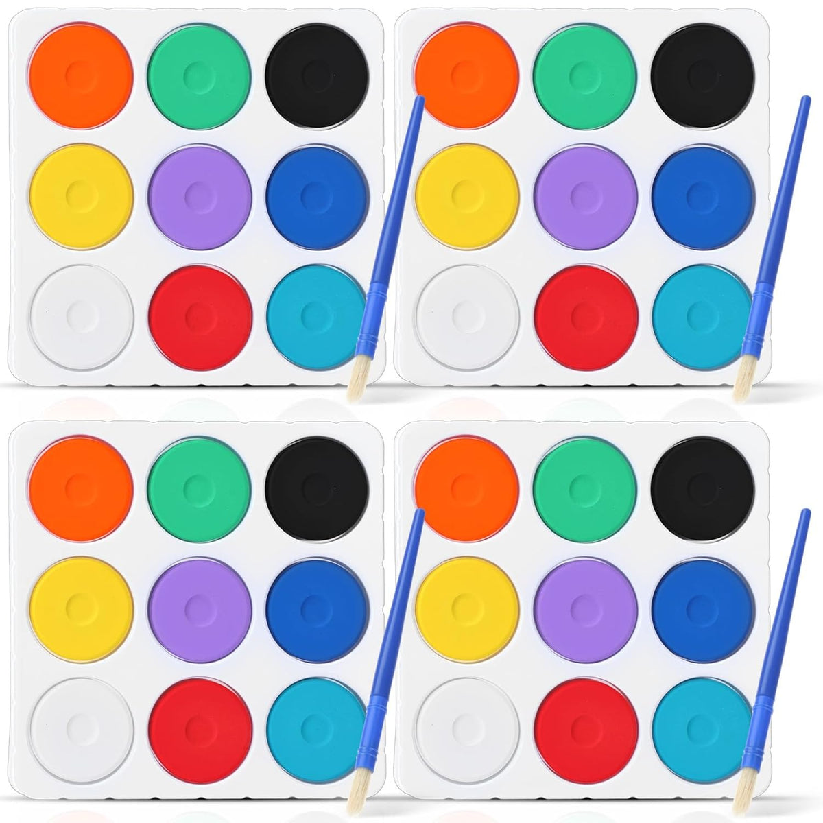 36 Pcs Tempera Paint Cakes With Tray 9 Colors 2.24 X 0.71 Inch Giant Tempera Paint Set Painting Cakes Tray Palette With Paintbrush Paints Blocks Adults Art Supplies Crafts Drawing Artists