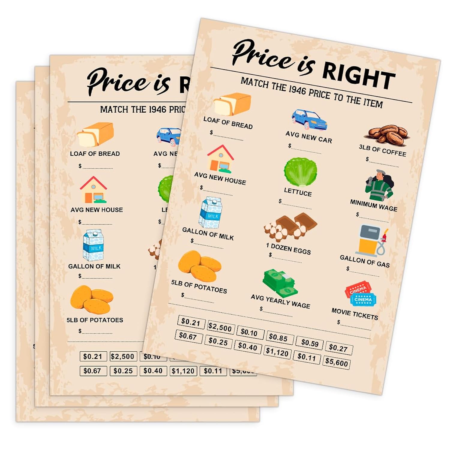 80Th Birthday Party Games, Price Is Right Games, Birthday Party Supplies For Adults, Fun 1946S Party Game?Pack Of 30 Cards