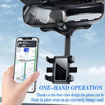 Rear View Mirror Phone Holder, 2024 Rotatable & Retractable, Universal Fit