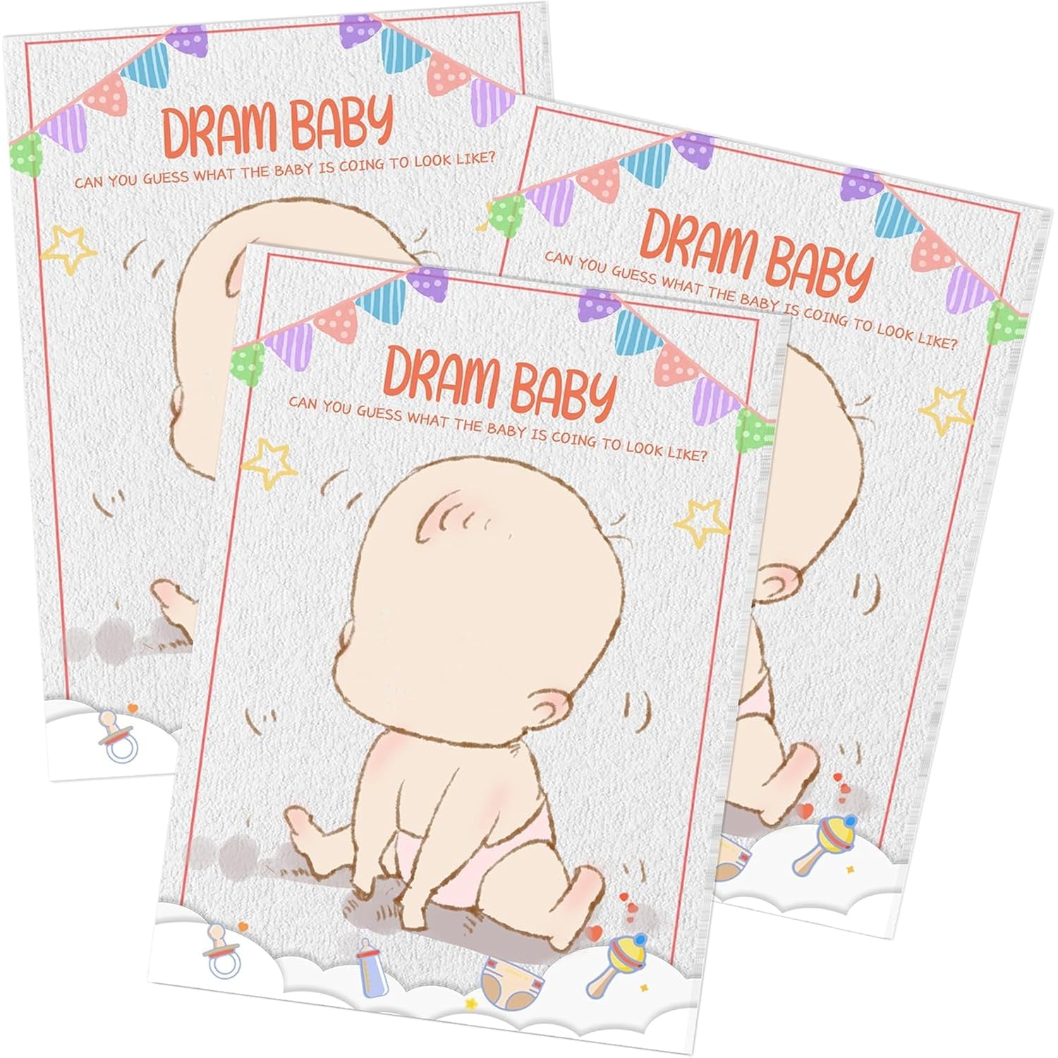 Draw Baby Face Baby Shower Games, Fun Gender Reveal Party Game For 30 Guest, Cute Draw Baby Game For Babyshower Party Supplies 5 * 7 Inch