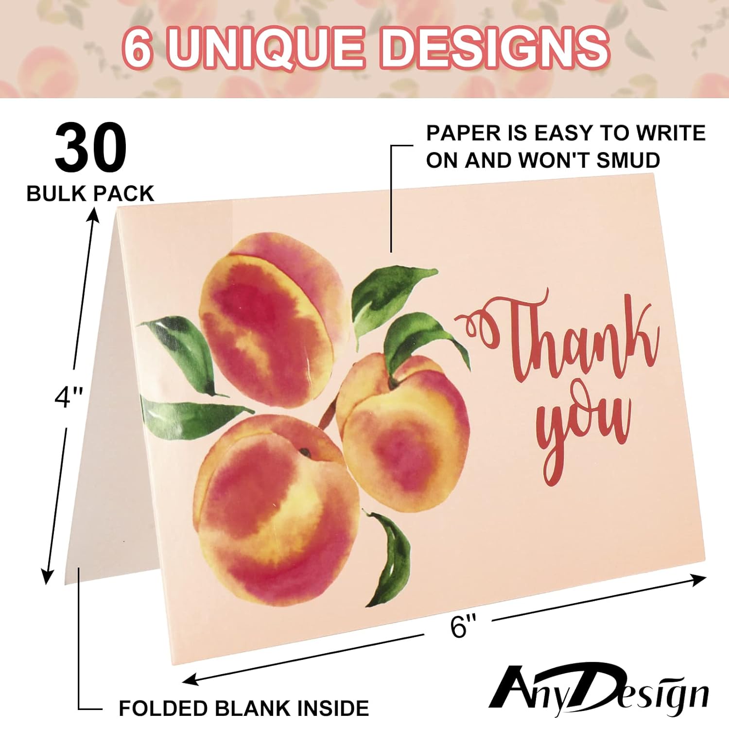 Peach Thank You Cards Bulk 30 Pack Thank You Blank Notes With Matching Seal Stickers White Envelopes Pink Peach Greeting Cards For Baby Shower Wedding Birthday Bridal Party Invitation