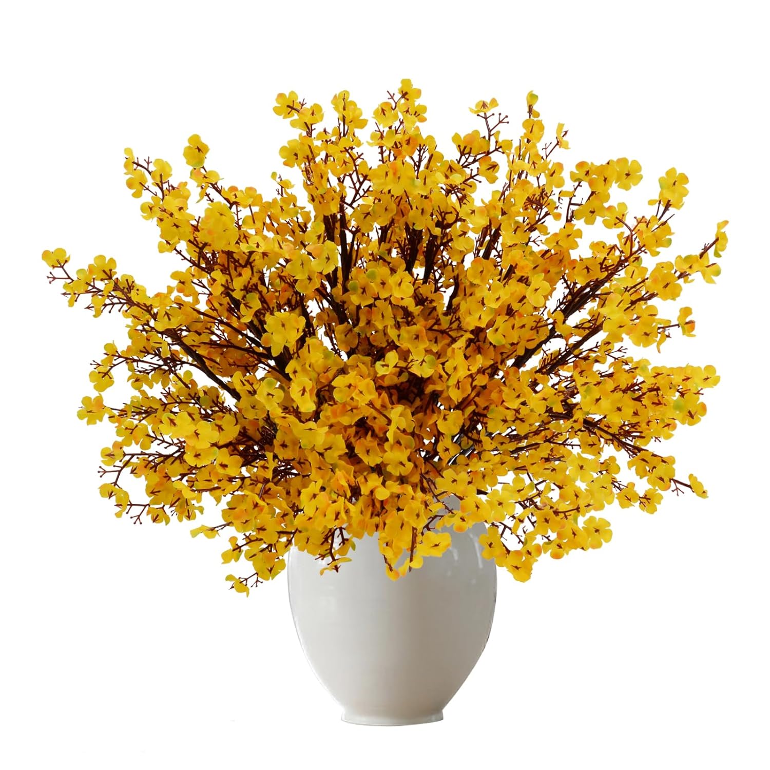 12 Pcs Babys Breath Orange Flowers Artificial Gypsophila Bouquets Real Touch Fake Silk Flowers For Home Office Wedding Restaurant Centerpieces Christmas Party Decor