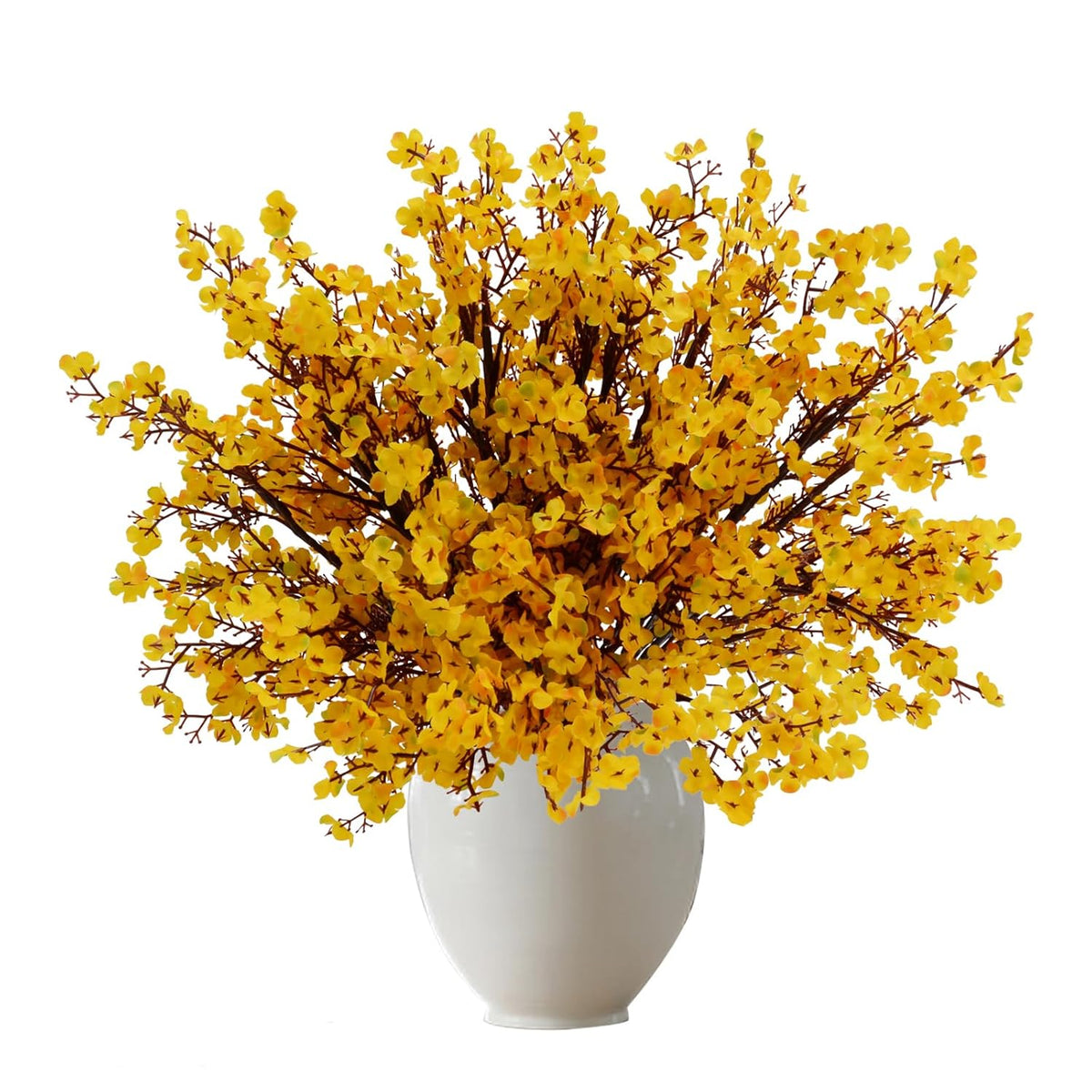 12 Pcs Babys Breath Orange Flowers Artificial Gypsophila Bouquets Real Touch Fake Silk Flowers For Home Office Wedding Restaurant Centerpieces Christmas Party Decor
