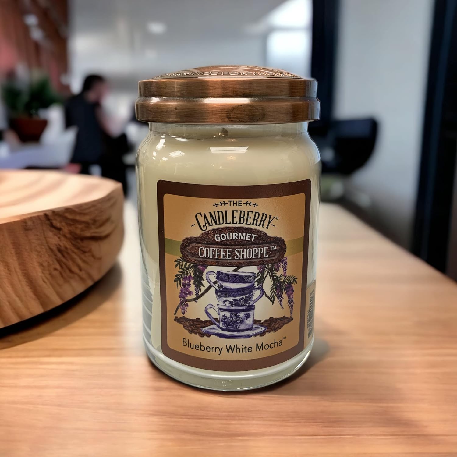 Candleberry Candles | Gourmet Coffee Shoppe Collection | Strong Fragrances For Home | Hand Poured In The Usa | Highly Scented & Long Lasting | Large Jar | (Blueberry White Mocha)
