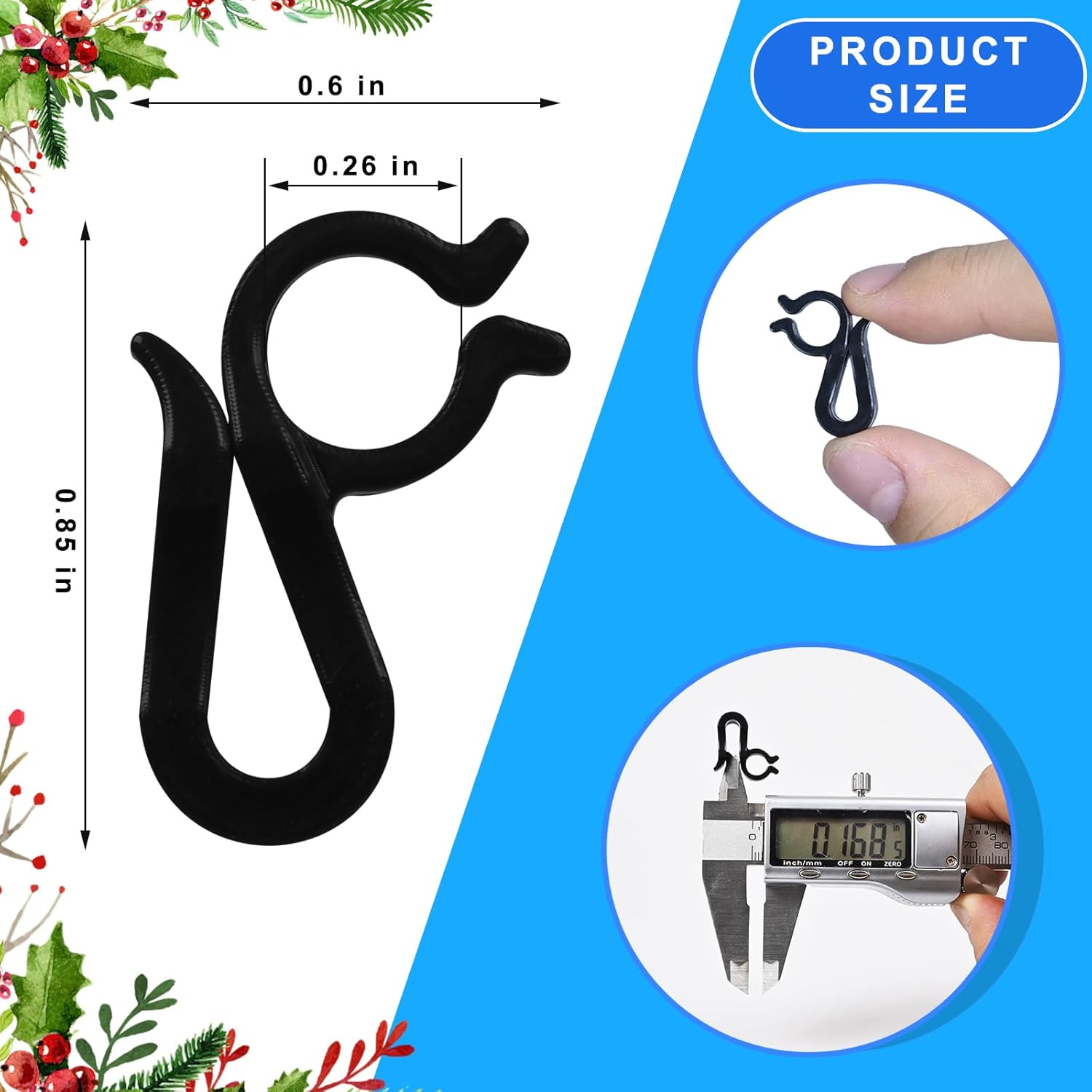 Christmas Light Clips Hangers - Mighty Gutter Clips For Christmas Decoration String Lights Weatherproof - Easy & Quick Installation (120, Black)