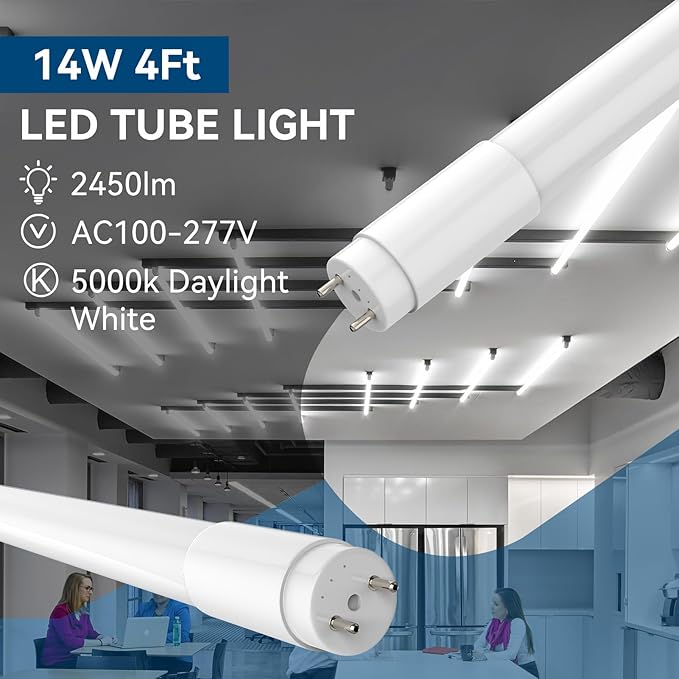 20 Pack 4FT T8 LED Tube Lights 14W 2450LM 5000K Type A B Frosted Replacement