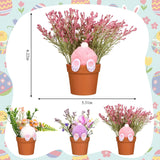 3 Pcs Easter Flower Pot Decor Easter Table Centerpiece Indoor Decorations With Plush Bunny Tail Spring Artificial Flowers Tabletop Decorations For Egg Hunt Party Decor
