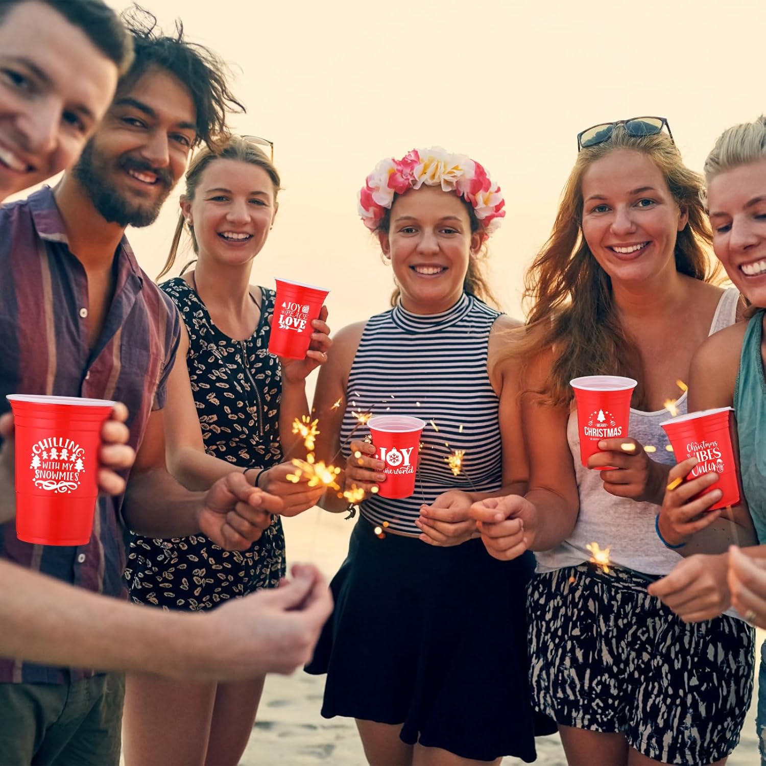 50 Pcs 16 Oz Disposable Christmas Plastic Cups Christmas Plastic Party Cups Red Merry Joy Christmas Cups Bulk For Drinking Xmas Holiday Party Decoration Beverage Snacks Beer, 5 Styles