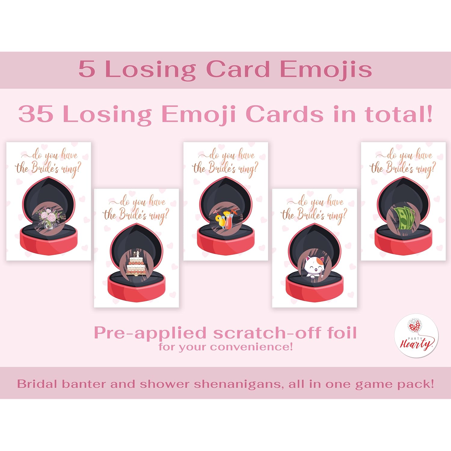 Bridal Shower Games 40 Raffle Cards, Do You Have The Bride’S Ring Funny Emoji Scratch Off Lottery Tickets, 5 Winners, Wedding Shower, Engagement Or Bachelorette Party, Rose Gold Foil