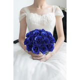 Roses Artificial Flowers, 30Pcs Royal Blue Roses Silk Roses Artificial Roses With Stems For Crafts Wedding Bouquet Party Home Decor(Royal Blue)