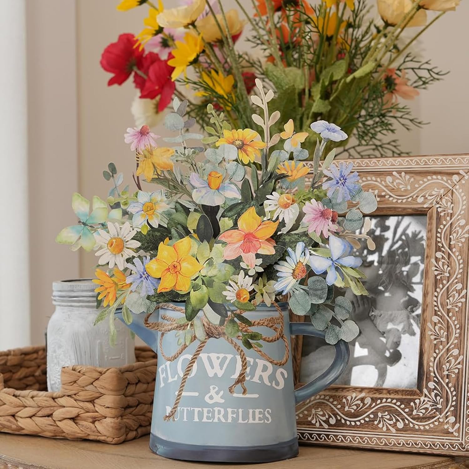 Paper Pop Up Cards,Floral Eucalyptus Vase 13 Inch Paper Flower Bouquet Greeting Cards With Blank Note Card And Envelope,Spring Cards,Birthday Gifts For Women Kids Apuc01