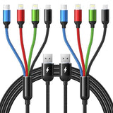 2 Pack 6FT 4 in 1 Multi Charging Cable USB C Lightning Micro USB Braided Cord