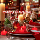 24 Pack Led Tea Lights Candles, Flickering Red Flameless Tealights, Long Lasting Battery Operated Fake Candles, Decoration For Wedding, Halloween And Christmas (Red - 24Pcs)