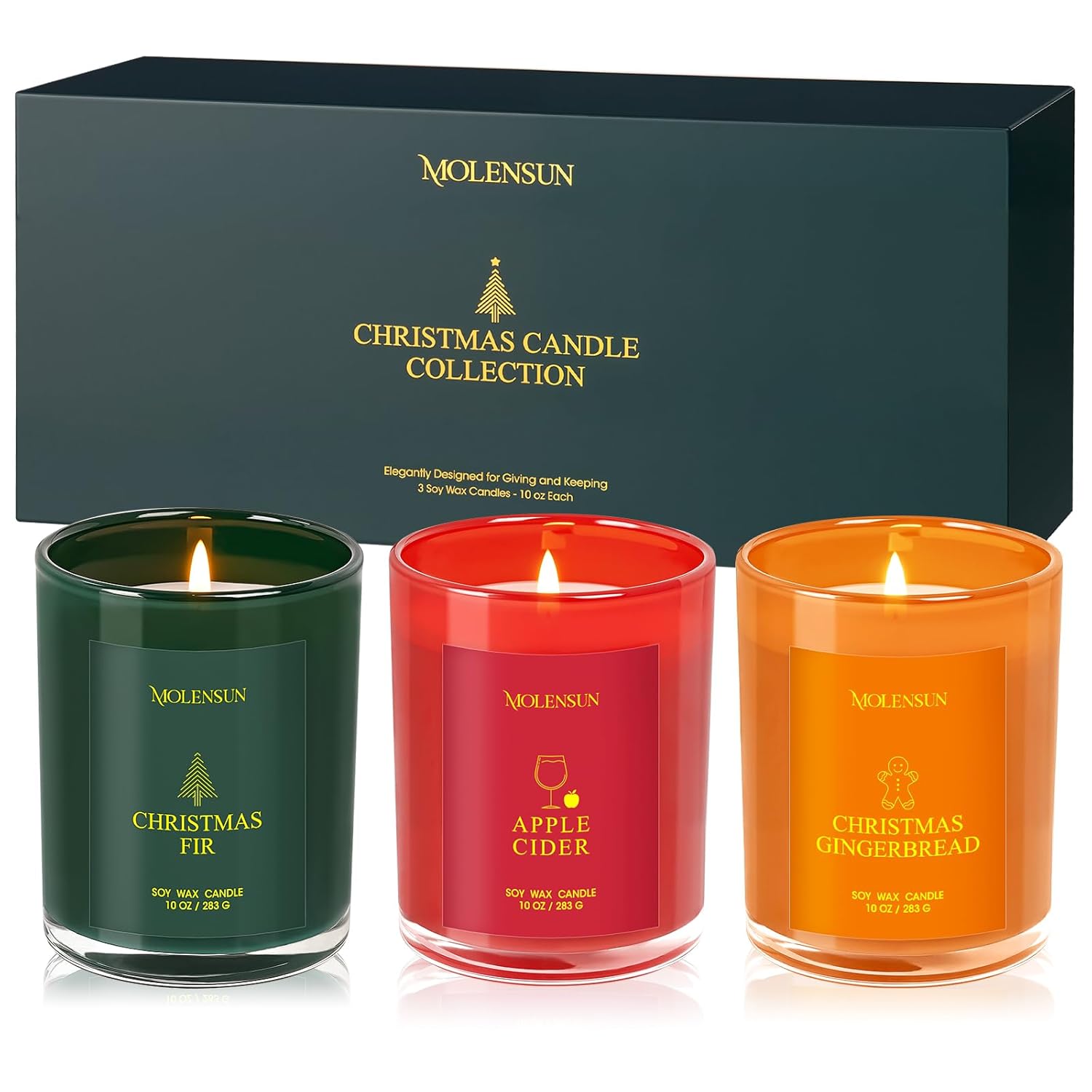 Valentine'S Day Candles Gift Set, 3 Pack 30Oz Scented Candles For Home, Soy Candle Scents Of Apple Cider/Gingerbread/Fir, Luxury Gift Box, Holiday Birthday Gifts For Women & Men