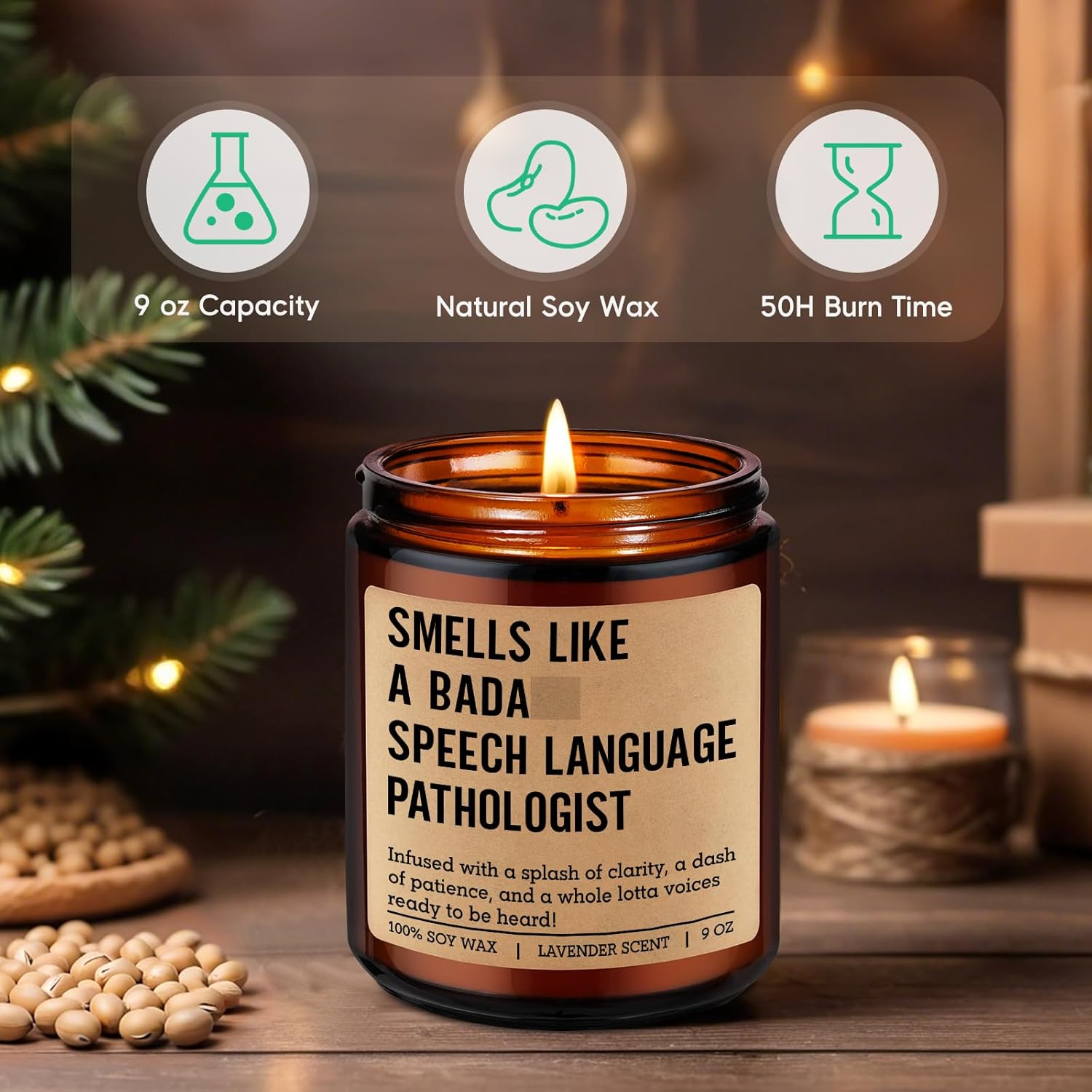 Candle, Speech Language Pathologist Gifts, Slp Gifts - Therapy Appreciation Present For Speech Therapist, Pathologist, Teacher - Valentines, Birthday, Graduation Ideas For Slp Student, Women, Men