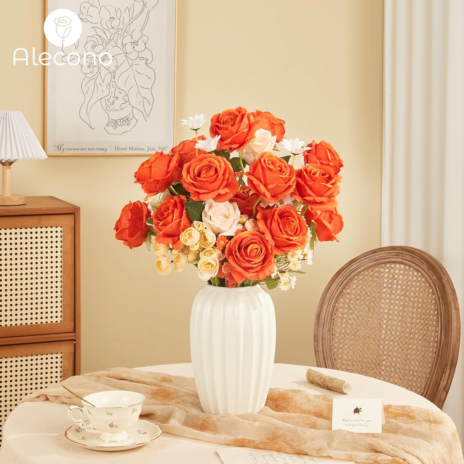 Fake Roses ??????????, 4In ?????? ???????????? Flower Head, Fall Orange Roses Artificial Flowers With Stems For Wedding Decorations, Silk Roses Bulk For Diy Home Party Decor