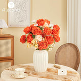 Fake Roses ??????????, 4In ?????? ???????????? Flower Head, Fall Orange Roses Artificial Flowers With Stems For Wedding Decorations, Silk Roses Bulk For Diy Home Party Decor