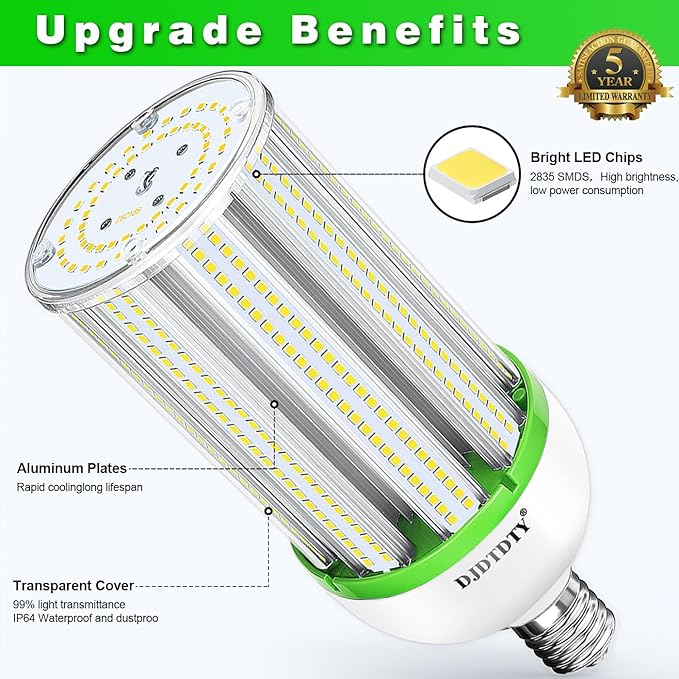 120W LED Corn Light Bulb 16800 Lumens 5000K E26 E39 Base High Bay Warehouse Garage Lighting
